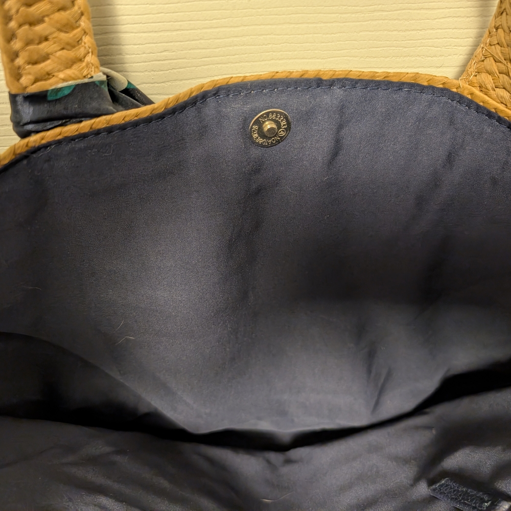 Draper James Tan Woven Tote with Navy Floral Accent - Picture 3 of 4